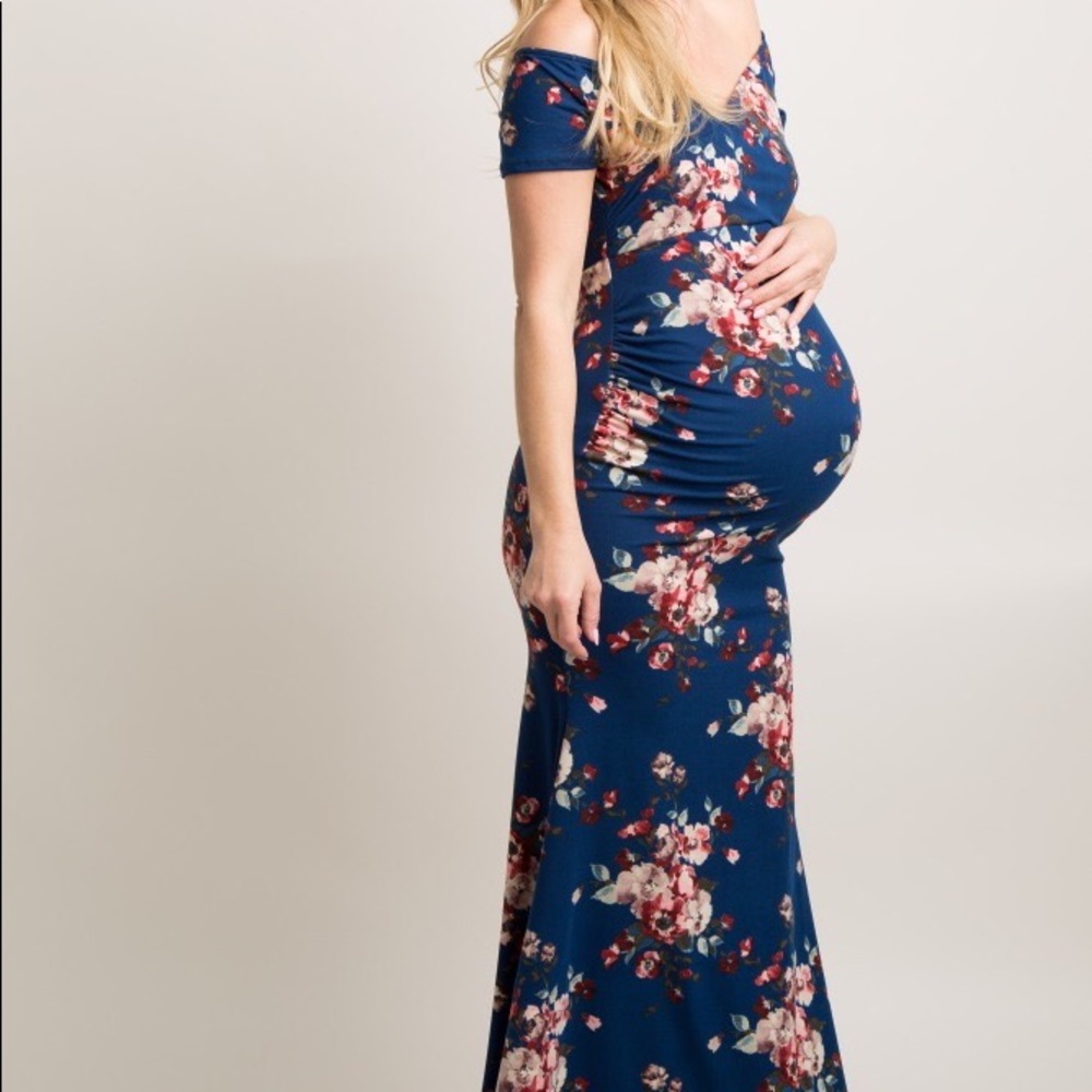 Pink Blush Maternity Navy Photoshoot Gown Sz. L